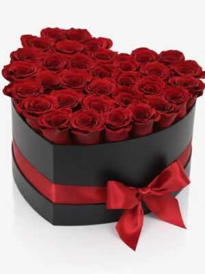 Caja de Rosas en Forma de Corazón