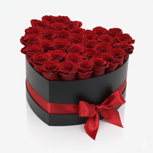 Caja de Rosas en Forma de Corazón